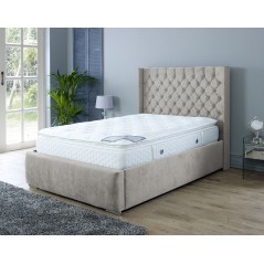 Nylasor Velvet Beige Buttoned Headboard 3ft Bed